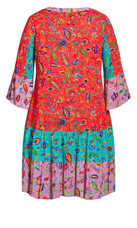 Avenue Red Floral Print Smock Tunic Dress 4