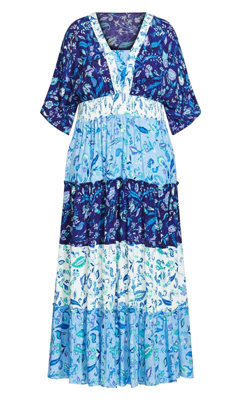 Evans Blue Paisley Print Tiered Smock Maxi Dress 5