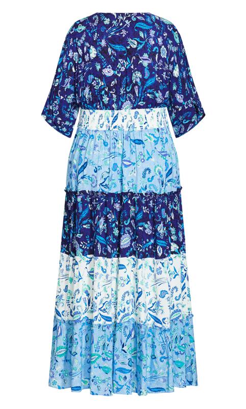 Evans Blue Paisley Print Tiered Smock Maxi Dress 6