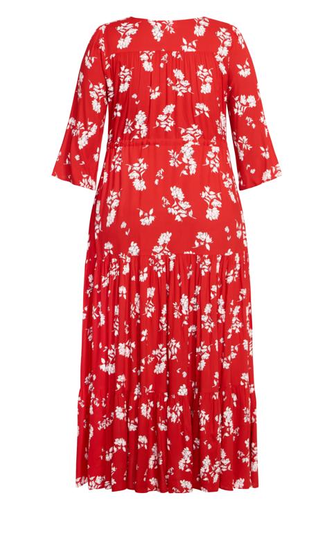 Endless Sun Red Floral Tiered Maxi Dress 4