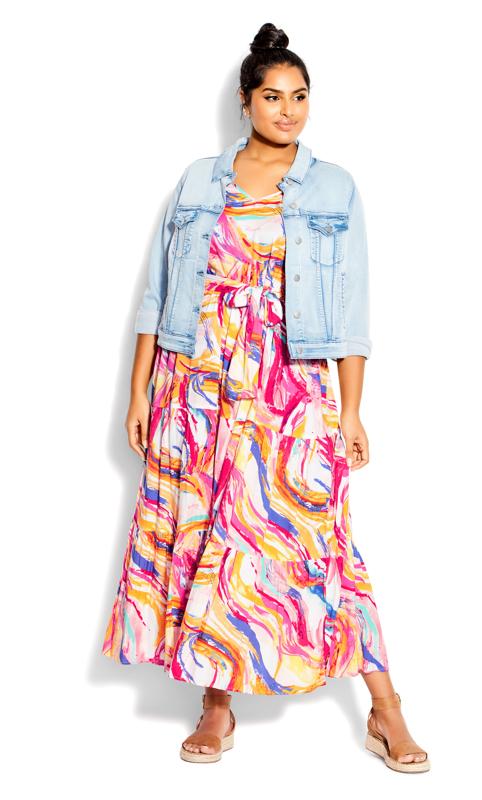 Plus Size  Evans Pink Seashore Maxi Dress