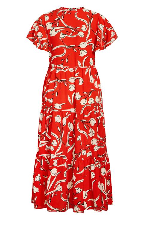 Evans Red Floral Print Shirt Dress 5