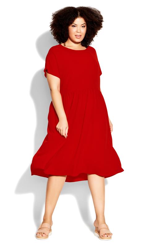 Doll Up Plain Red Dress 1