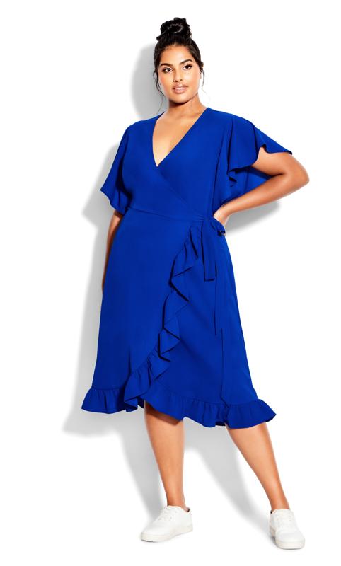 Plus Size  Evans Cobalt Blue Wrap Midi Dress