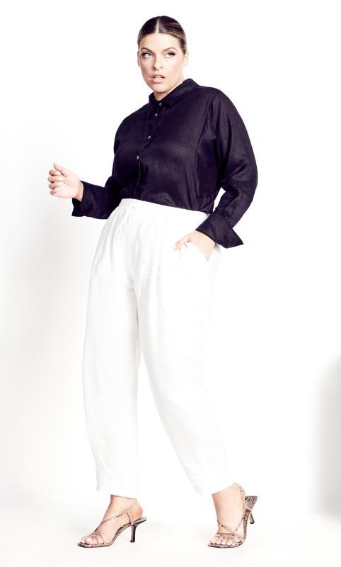 Plus Size  Isolde Roth White Linen Pant