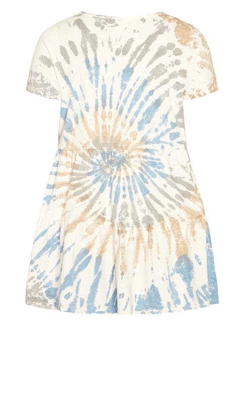 Zim & Zoe Cream & Blue Tie Dye Tiered Mini T-Shirt Dress 5