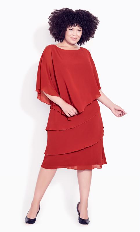 Plus Size  Avenue Red Frill Dress