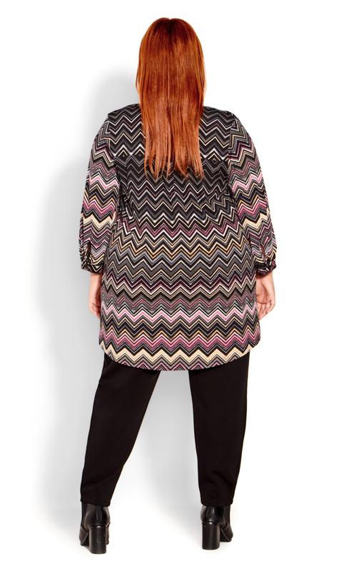 Evans Black Chevron Print Half Placket Tunic Top 4