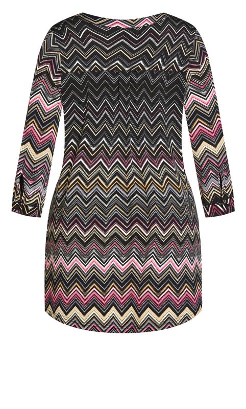 Evans Black Chevron Print Half Placket Tunic Top 6