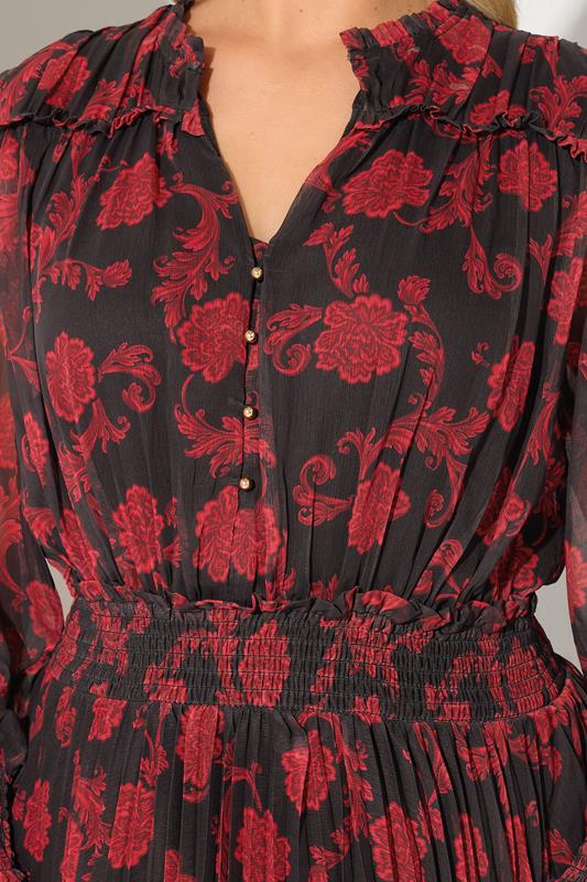 YOURS LONDON Plus Size Black Floral Pleated Shirt Dress | Yours Clothing 4