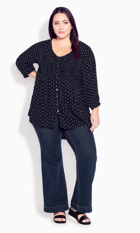 Evans Black Polka Dot Long Sleeve Shirt 2