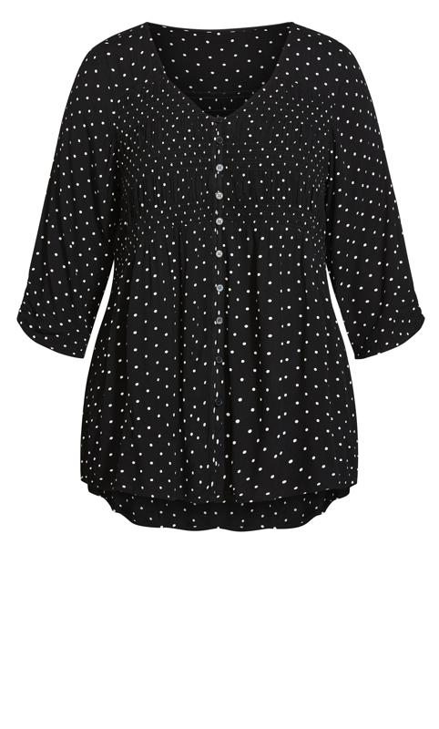 Evans Black Polka Dot Long Sleeve Shirt 4