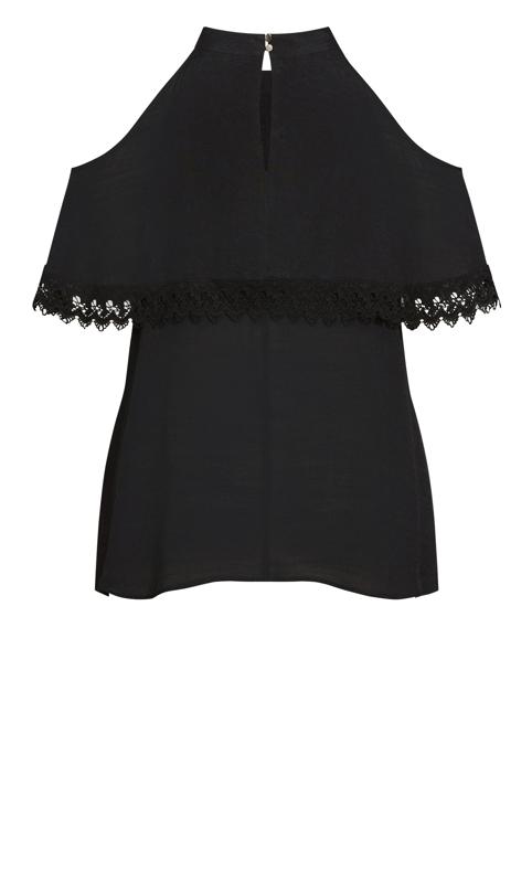 Evans Black Crochet Trim Oversized Frill Vest Top 6