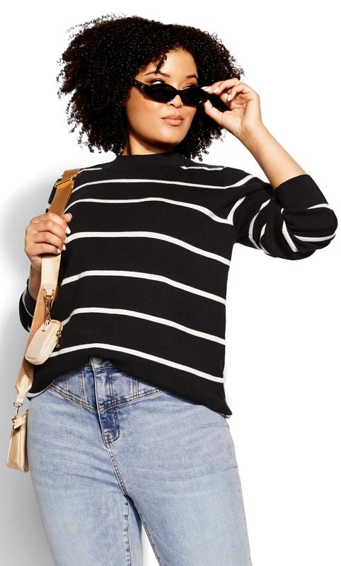 Evans Black Stripe Print Jumper 3