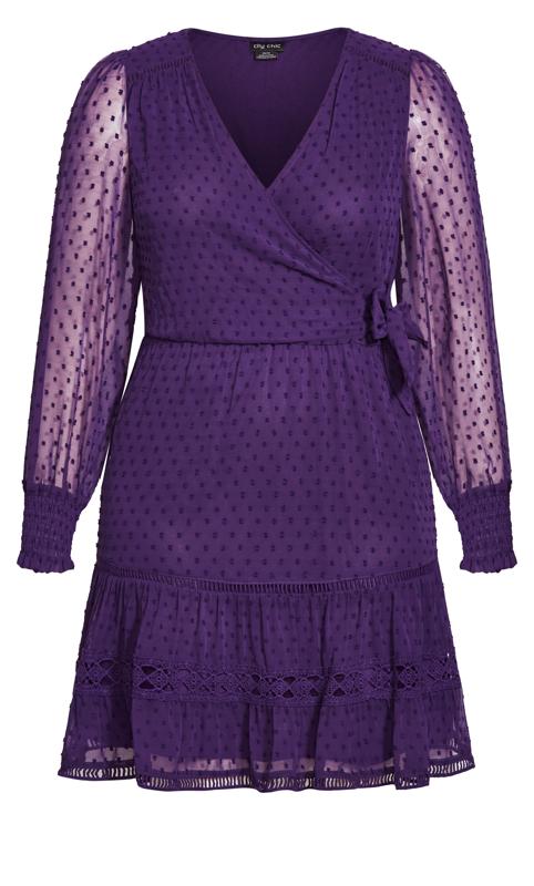 Ariana Petunia Purple Dobby Mini Faux Wrap Dress 4