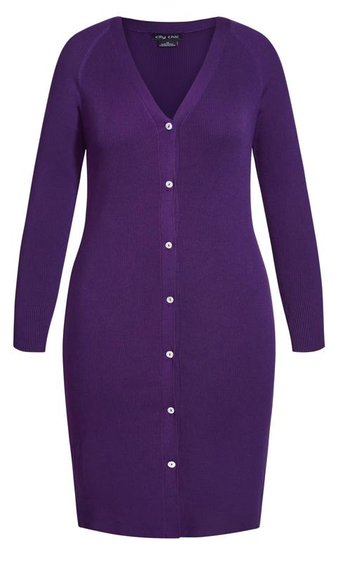 Evans Purple Button Through Jumper Dress 3