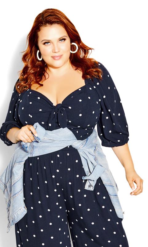 Luna Navy Spotted Sweetheart Jumpsuit 2