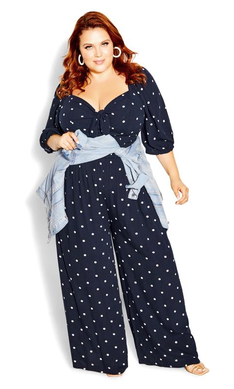 Luna Navy Spotted Sweetheart Jumpsuit 1