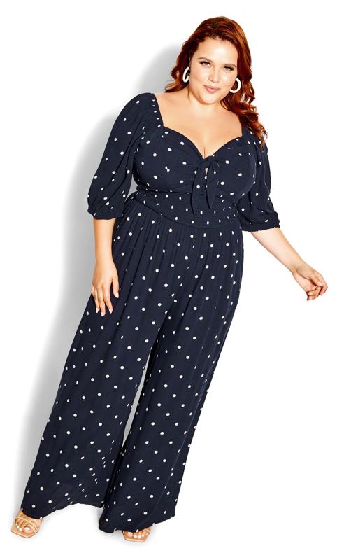 Luna Navy Spotted Sweetheart Jumpsuit 3