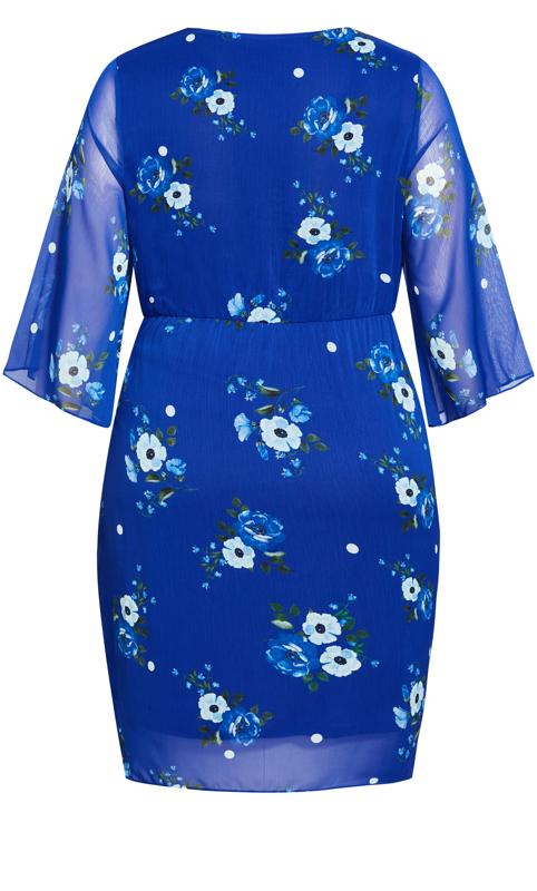 City Chic Blue Floral Print Wrap Dress | Evans 5