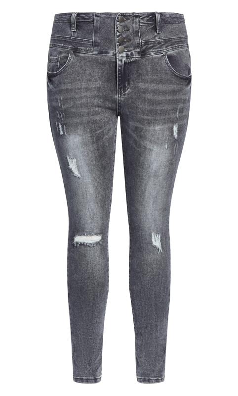 City Chic Grey Corset Waist Skinny Jeans 5