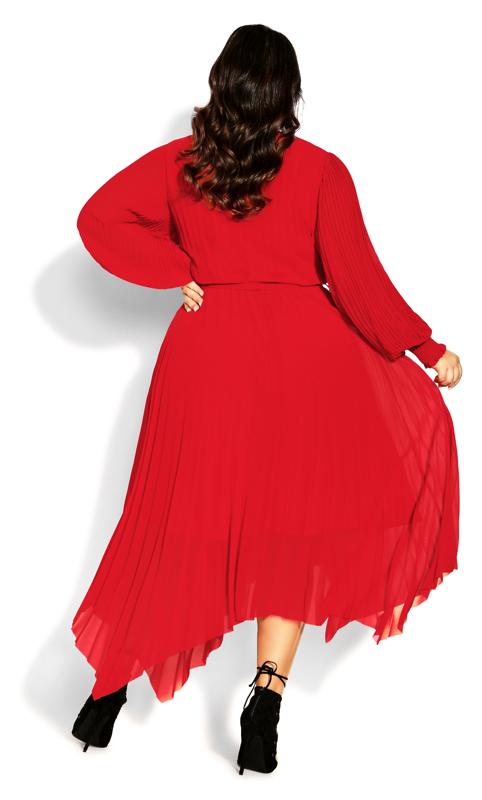 Natalie Crimson Pleated Long Sleeve Midi Dress 4