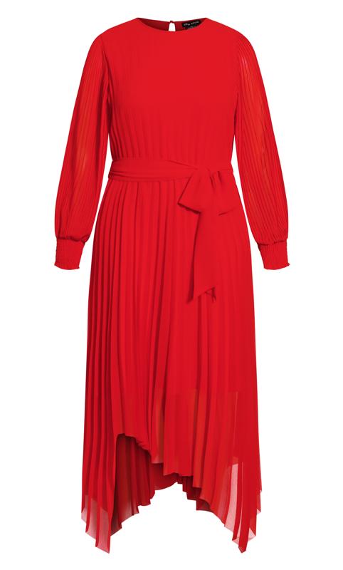 Natalie Crimson Pleated Long Sleeve Midi Dress 5