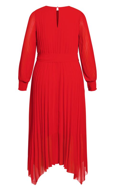 Natalie Crimson Pleated Long Sleeve Midi Dress 6
