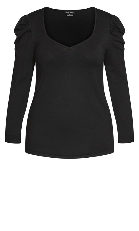 Evans Black Ruched Sleeve T-Shirt 5