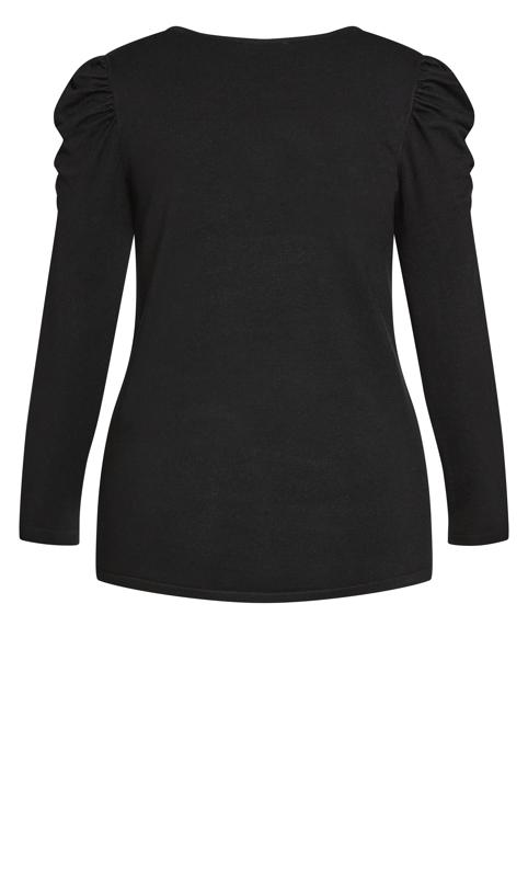 Evans Black Ruched Sleeve T-Shirt 6