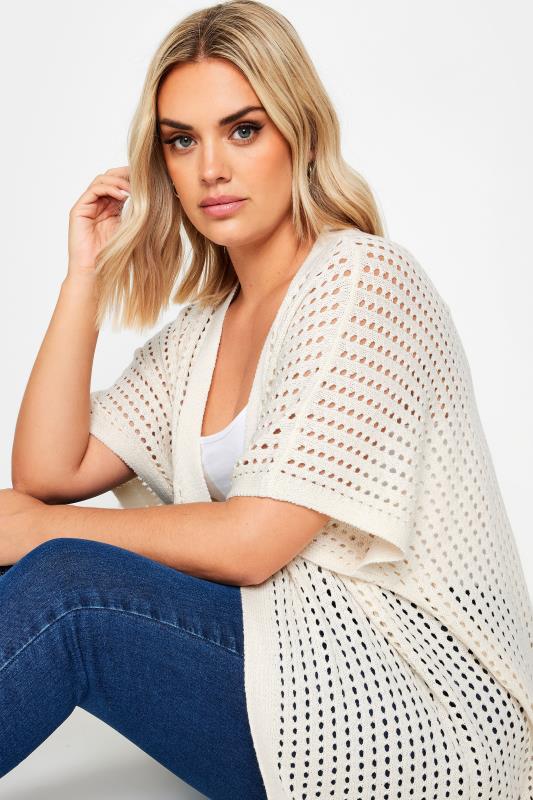 YOURS Plus Size White Crochet Cardigan | Yours Clothing 1