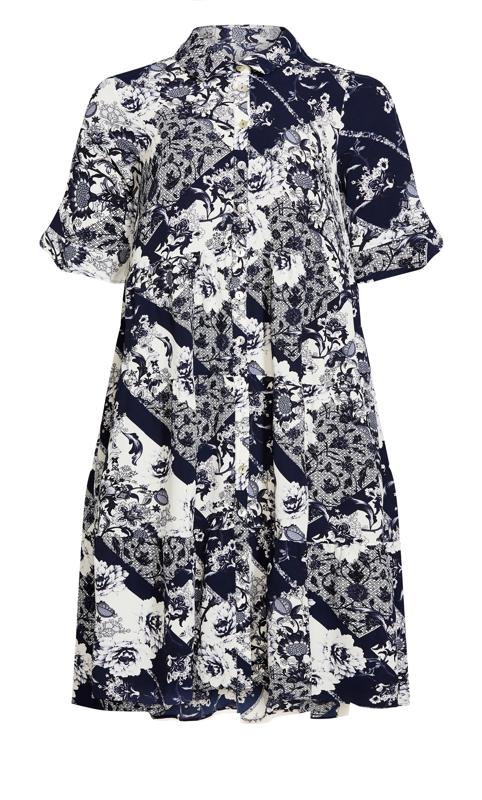 Evans Navy Elise Tiered Print Dress 7