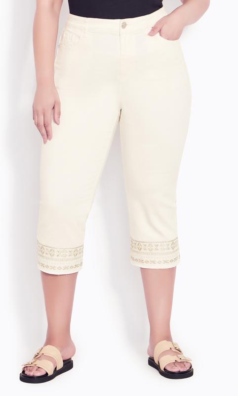 Nicola Cream Embroidered Cropped Jean 2