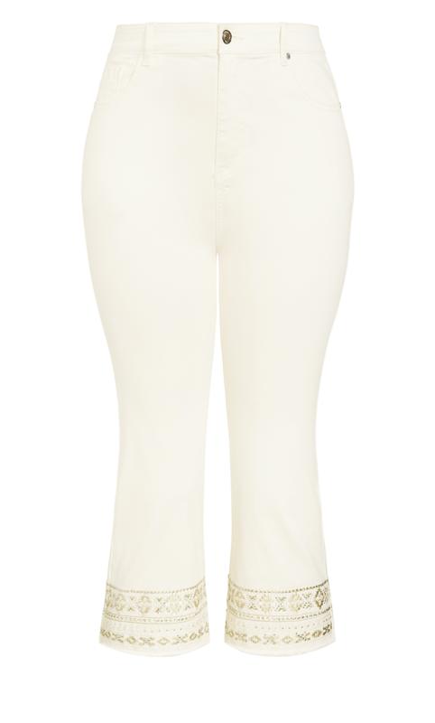 Nicola Cream Embroidered Cropped Jean 6