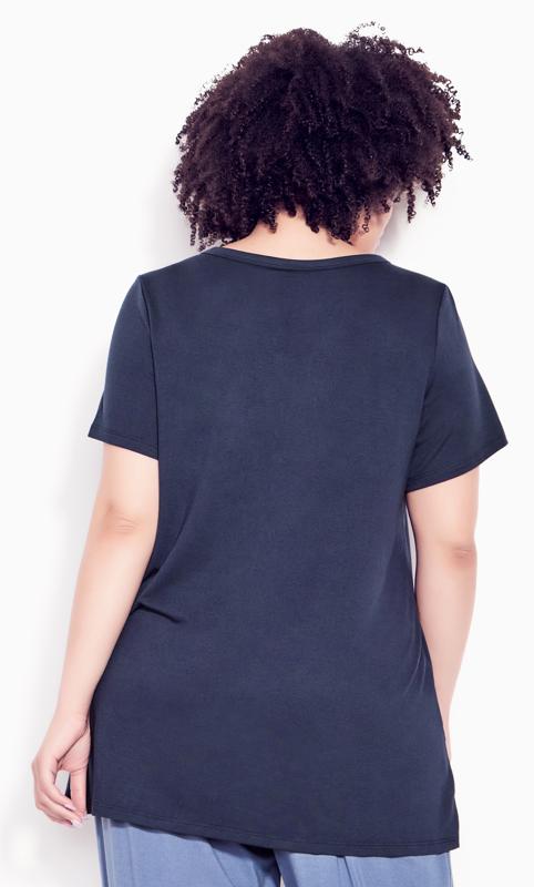 Evans Navy Blue Wrap Hem Pocket Detail Top 3