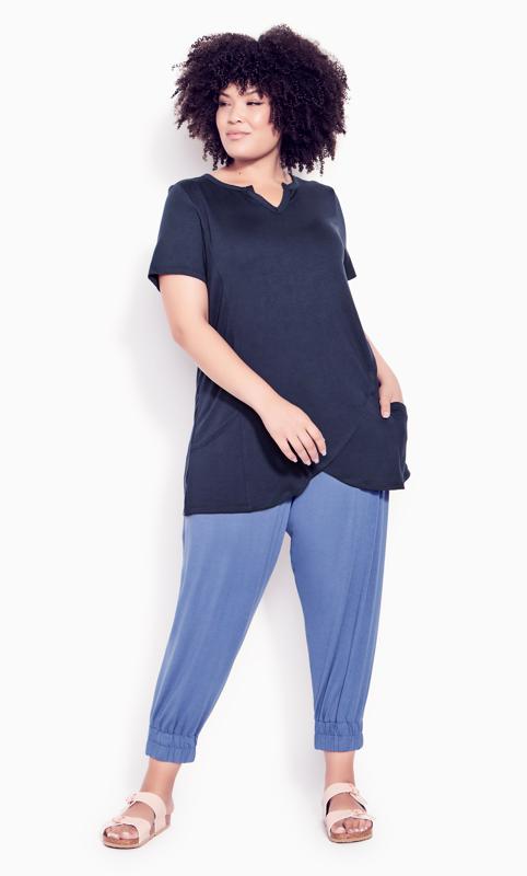 Evans Navy Blue Wrap Hem Pocket Detail Top 6