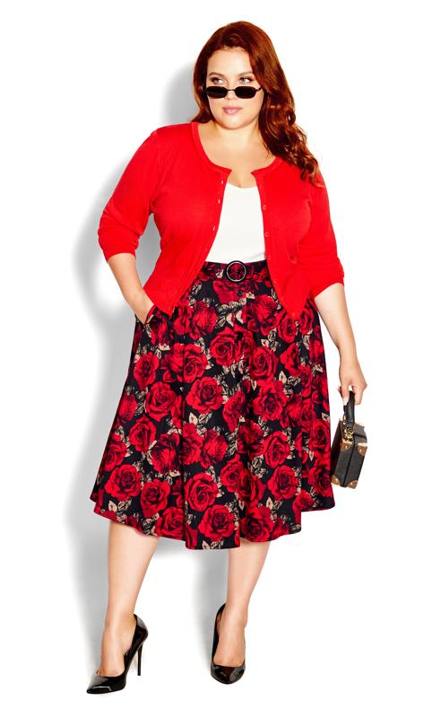 Plus Size  City Chic Red Eleanora Skirt