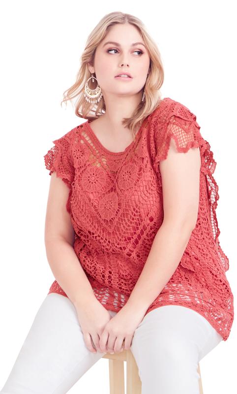 Evans Pink Samara Crochet Top 2