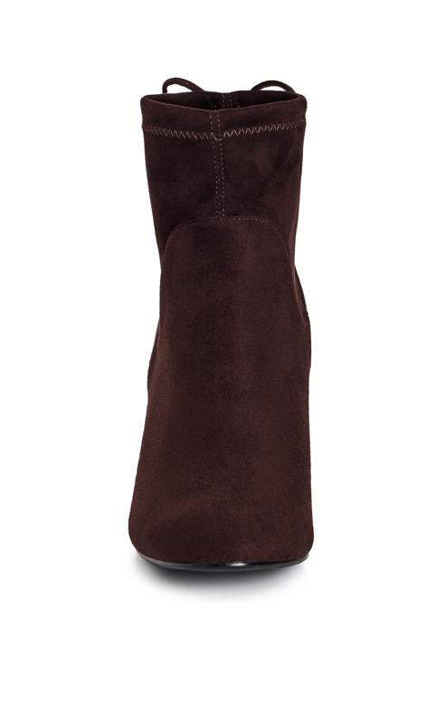 Evans WIDE FIT Brown Faux Suede Heeled Ankle Boot 5