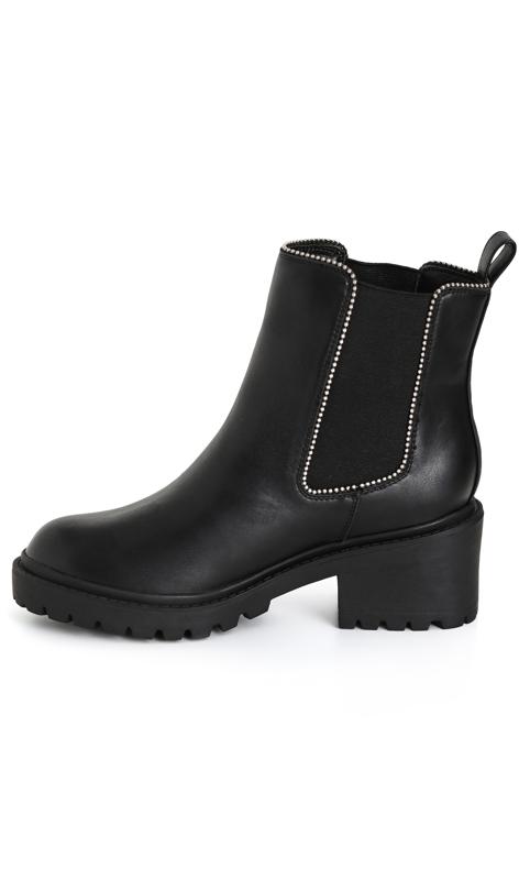 City Chic Black WIDE FIT Studded Ankle Boots 4