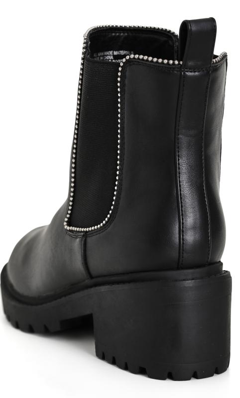City Chic Black WIDE FIT Studded Ankle Boots 7