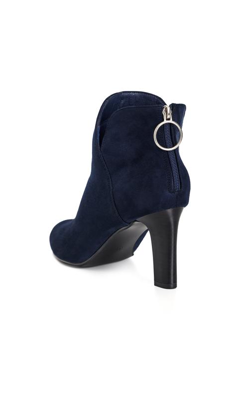 City Chic Navy WIDE FIT Suede Effect Heeled Ankle Boot 7