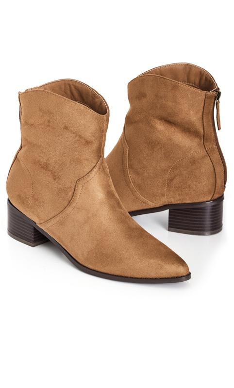 City Chic WIDE FIT Brown Western Ankle Boot 6