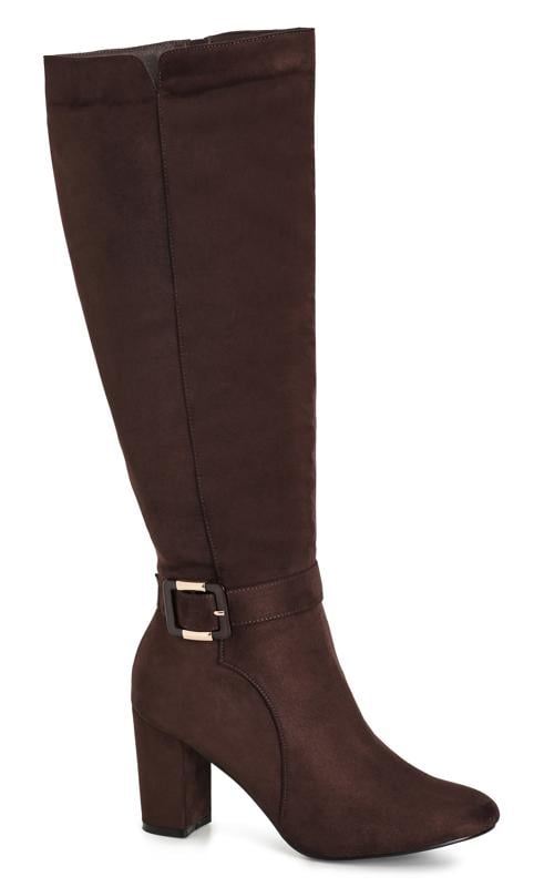 Plus Size  City Chic Chocolate Brown WIDE FIT Buckle Knee High Boots
