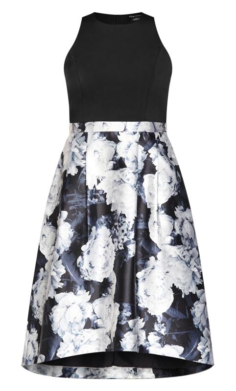 Victoria Black Floral A-line Midi Dress 4