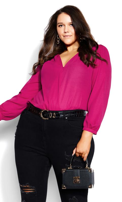 City Chic Pink Wrap Top 1