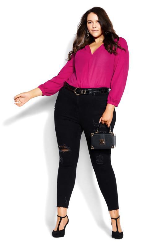 City Chic Pink Wrap Top 2