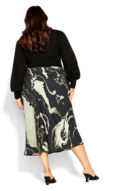 Eleanor Black Patterned Slip Midi Skirt 4