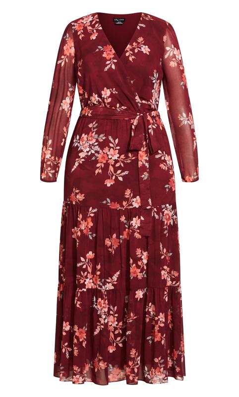 City Chic Red Floral Wrap Maxi Dress 5