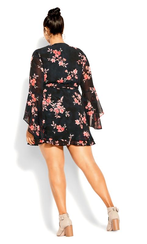 Evans Black Floral Wrap Dress 4